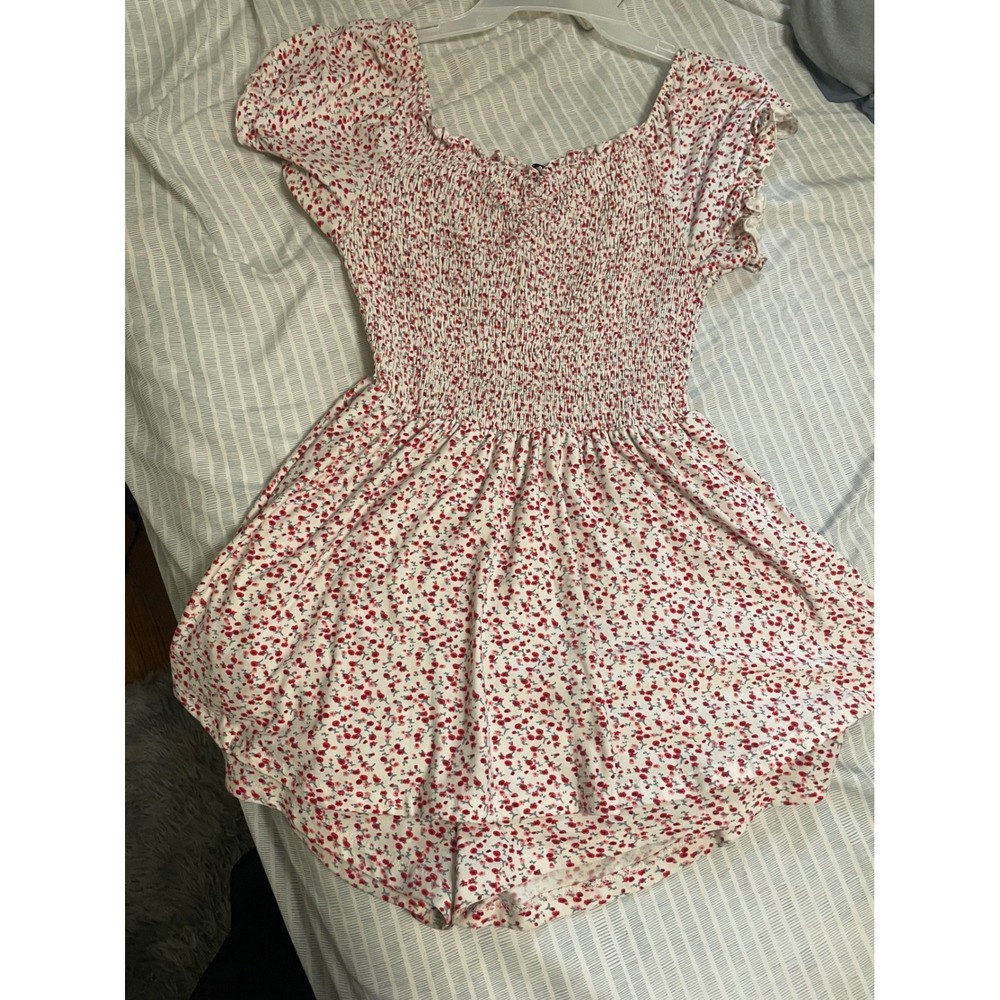 Rue21 White Romper with Red Floral Print